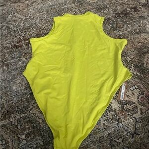 SKIMS Neon Yellow Swim One Piece with skirt